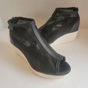 PUMA Wedge Sandals Mesh Platform Sneakers Black Women's Size 6.5